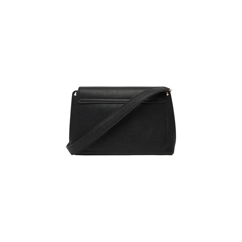 Schwarze Polyurethan-Schultertasche mit Innentasche