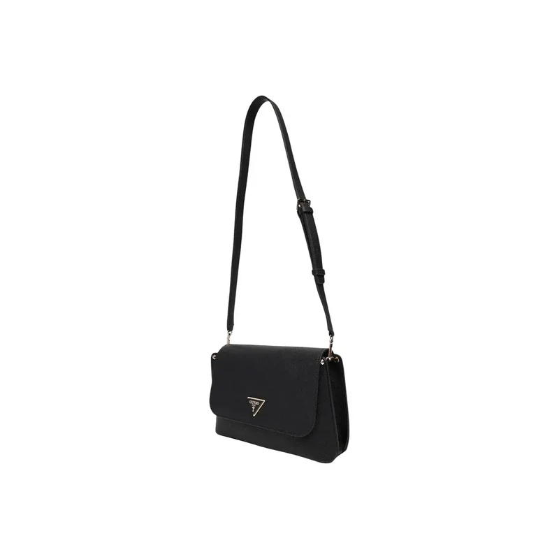 Schwarze Polyurethan-Schultertasche mit Innentasche