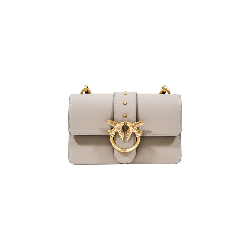 Rosa-Beige Polyurethan-Handtasche mit Innentasche