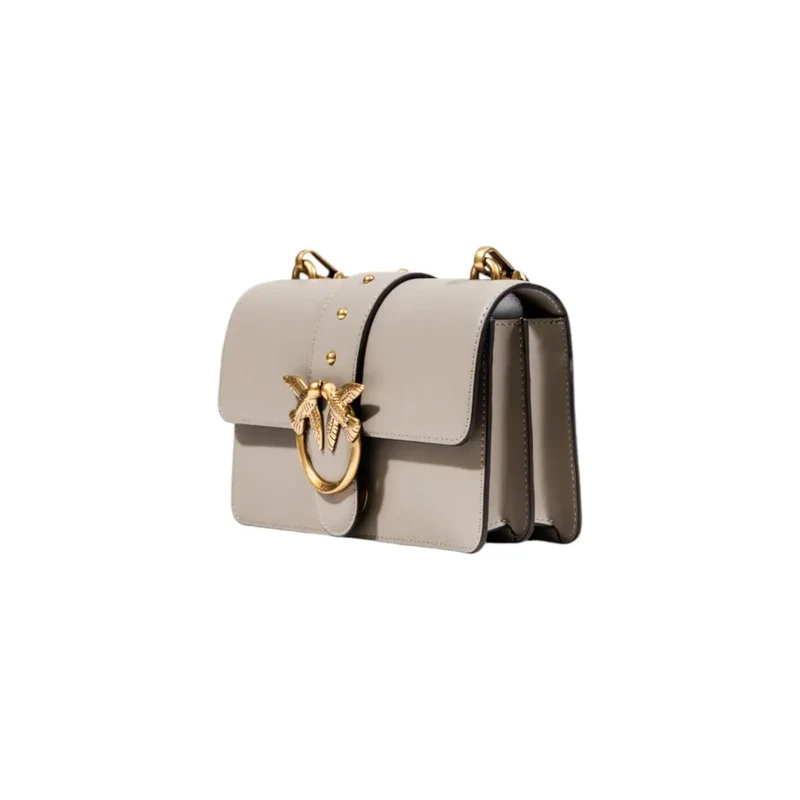 Rosa-Beige Polyurethan-Handtasche mit Innentasche