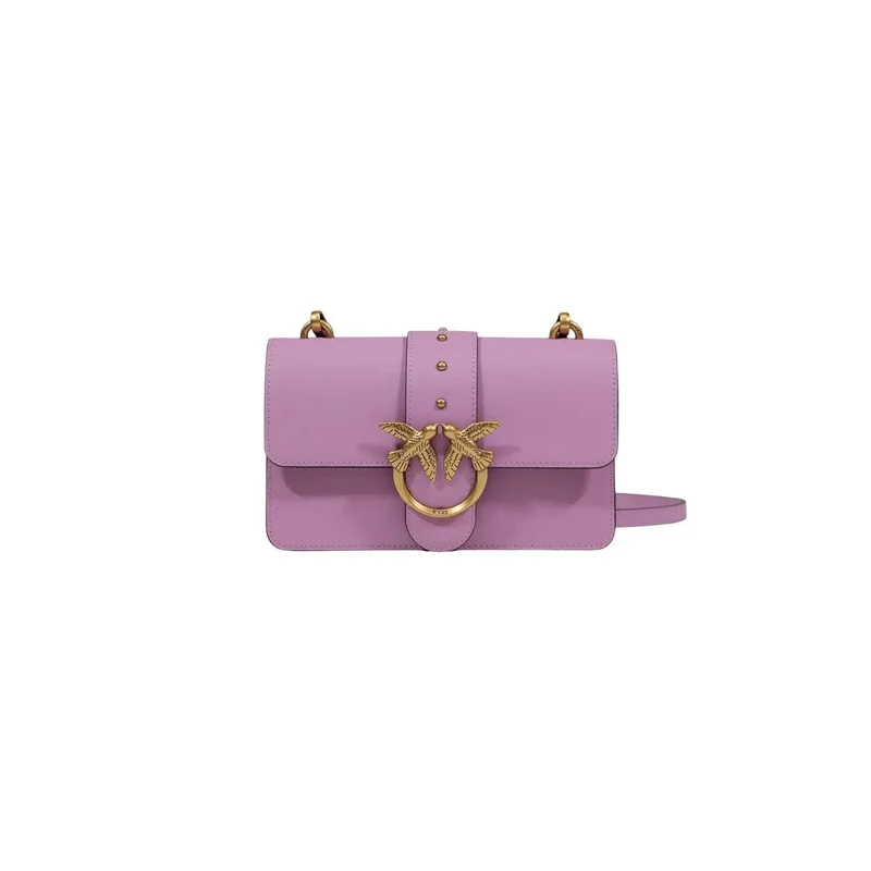 Rosa-Beige Polyurethan-Handtasche mit Innentasche