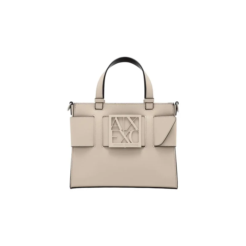 Armani Exchange Schwarze Polyurethan-Handtasche mit Schultergurt
