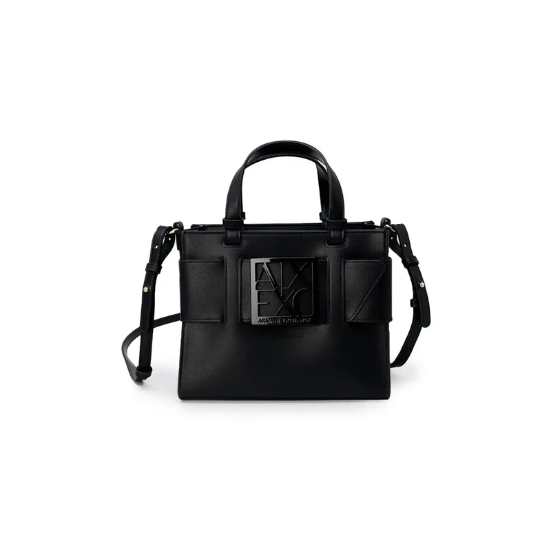 Armani Exchange Schwarze Polyurethan-Handtasche mit Schultergurt