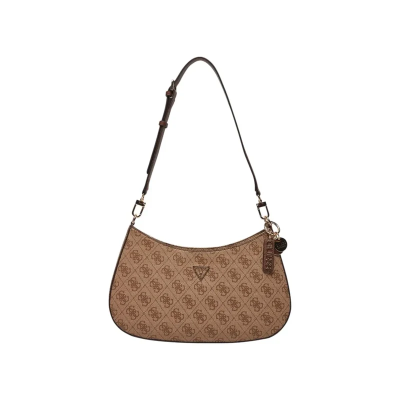 Guess Beige Einheitsfarbige Handtasche mit Reißverschluss und Taschen