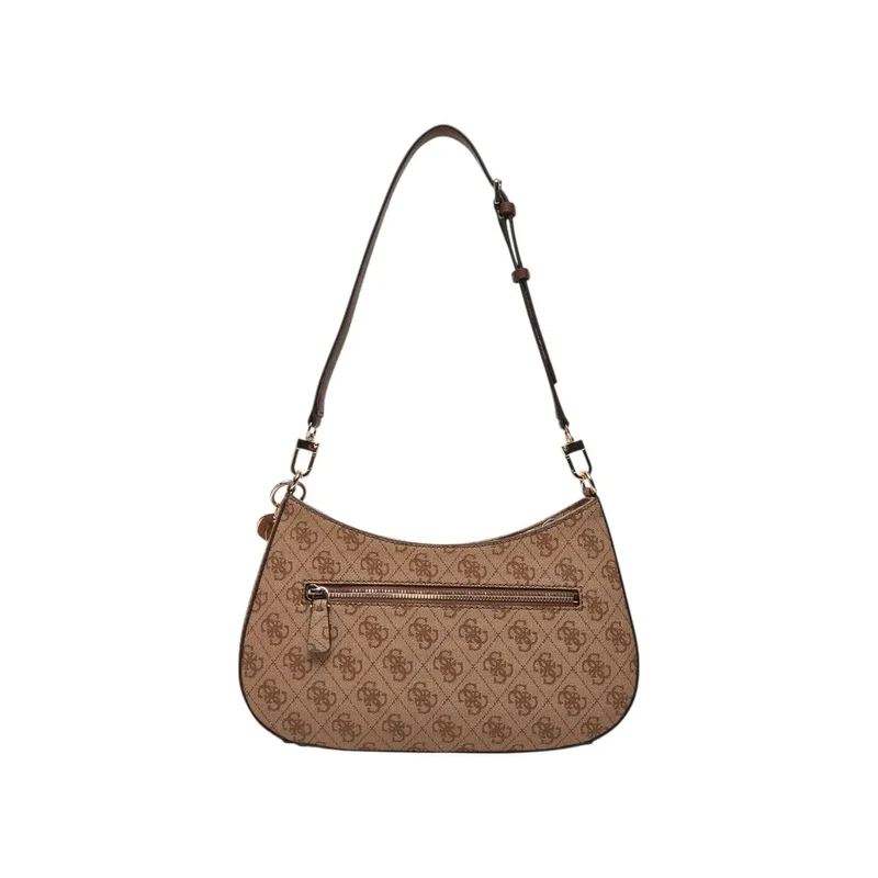 Guess Beige Einheitsfarbige Handtasche mit Reißverschluss und Taschen