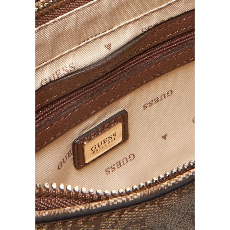 Guess Beige Einheitsfarbige Handtasche mit Reißverschluss und Taschen