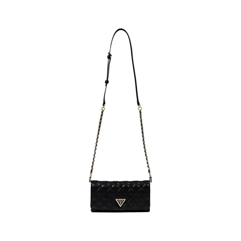 Schwarze Polyurethan Damenhandtasche mit Innentaschen