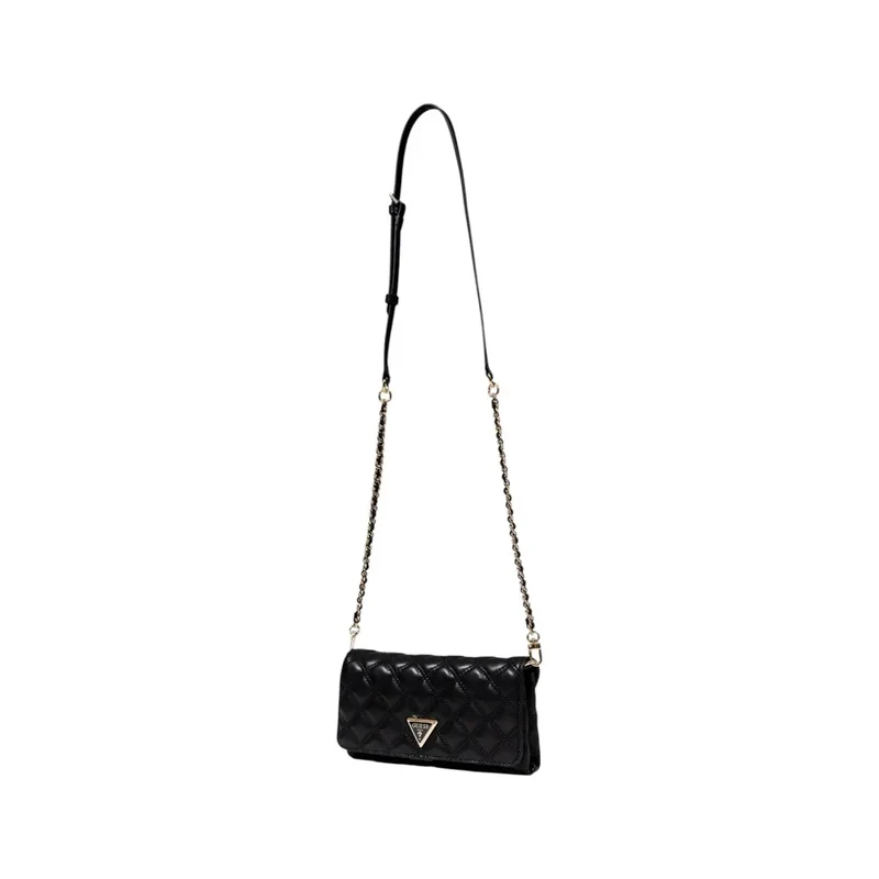 Schwarze Polyurethan Damenhandtasche mit Innentaschen