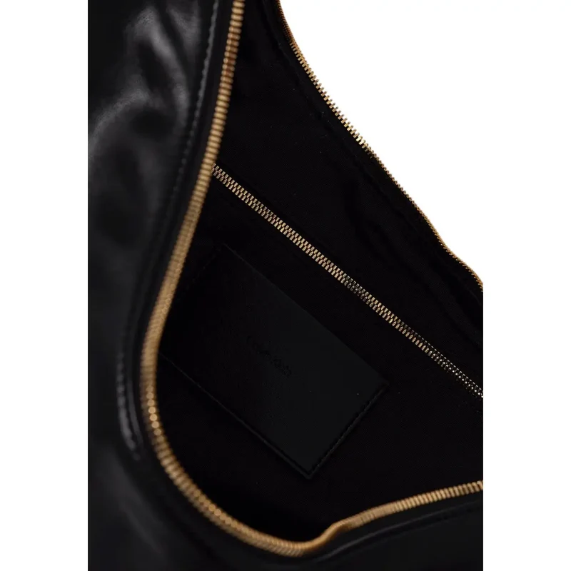 Calvin Klein Schwarze Polyurethan-Reißverschluss-Tasche mit Innentaschen