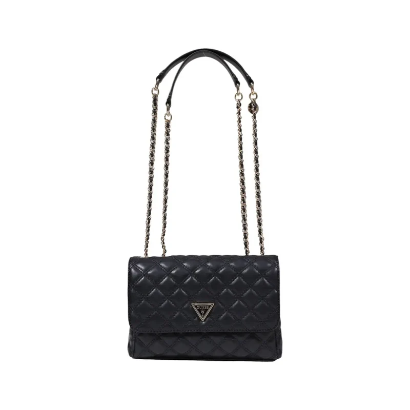 Raten Sie: Schwarze Handtasche mit Magnetverschluss und mehreren Taschen