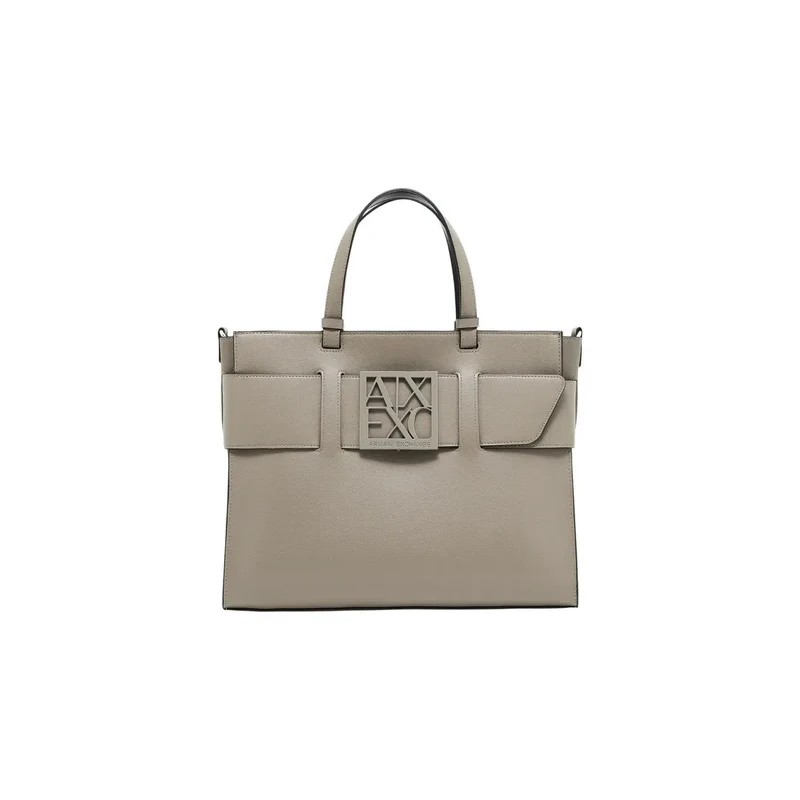 Armani Exchange Schwarze Kunstleder-Handtasche mit Schulterriemen