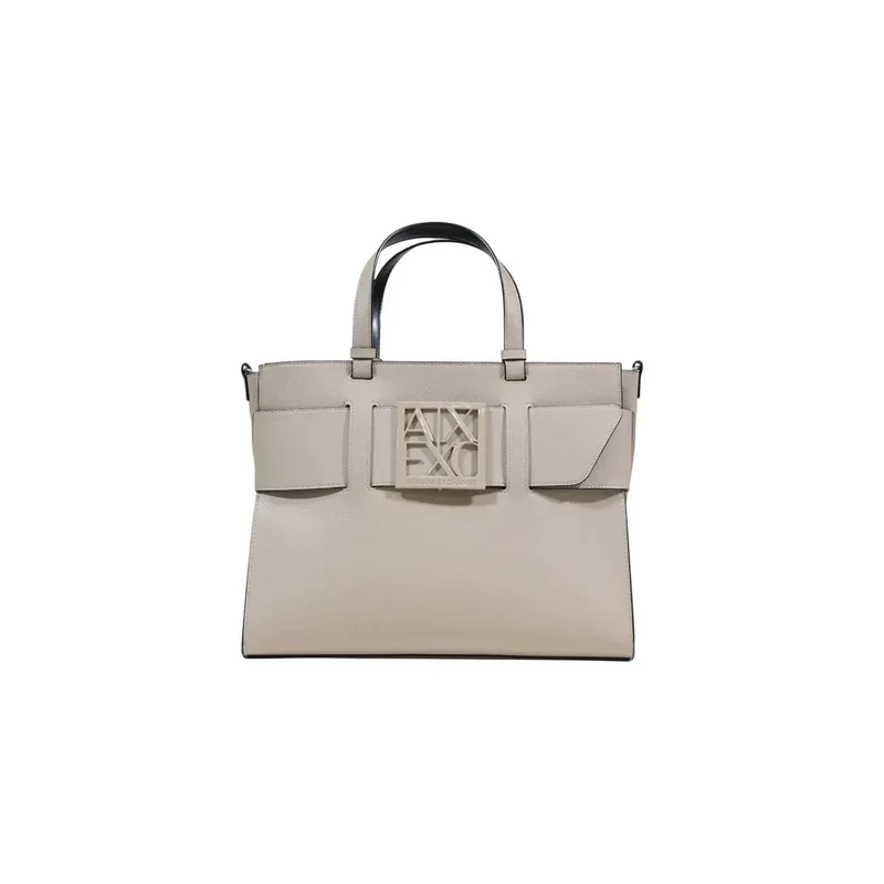 Armani Exchange Schwarze Kunstleder-Handtasche mit Schulterriemen