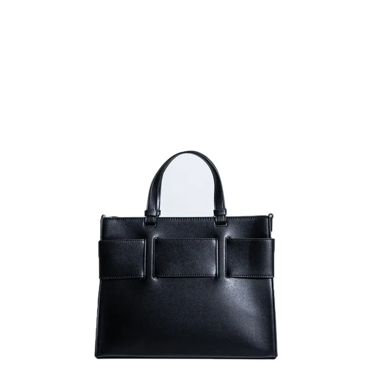 Armani Exchange Schwarze Kunstleder-Handtasche mit Schulterriemen