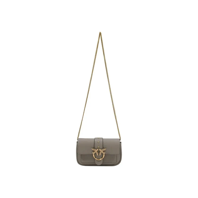Pinko Schwarze Ledertasche mit Schultergurt und Innentasche