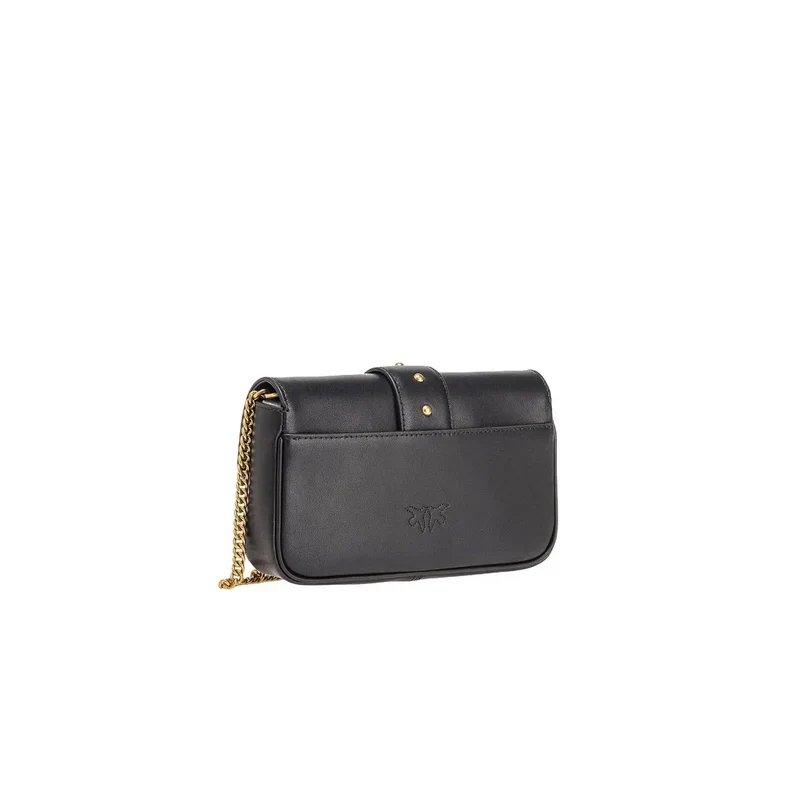Pinko Schwarze Ledertasche mit Schultergurt und Innentasche