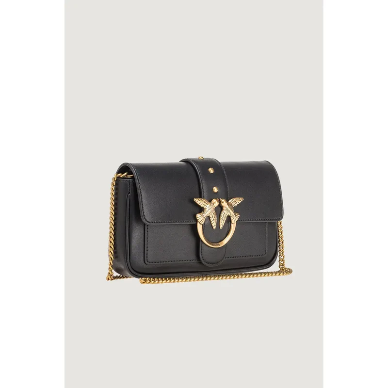 Pinko Schwarze Ledertasche mit Schultergurt und Innentasche