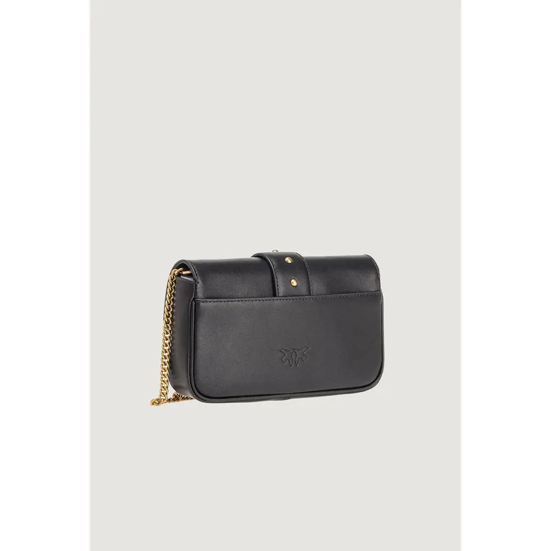 Pinko Schwarze Ledertasche mit Schultergurt und Innentasche