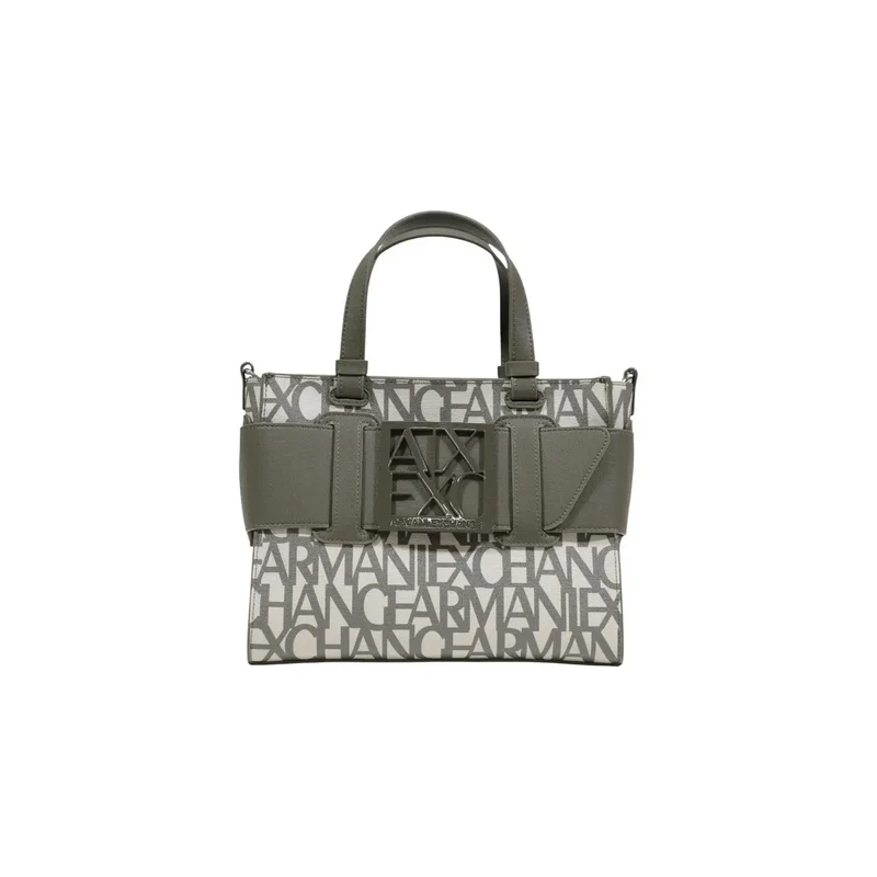 Armani Exchange schwarze bedruckter Polyurethan-Handtasche mit Tragegurt