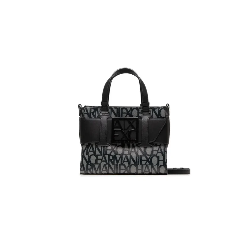 Armani Exchange schwarze bedruckter Polyurethan-Handtasche mit Tragegurt