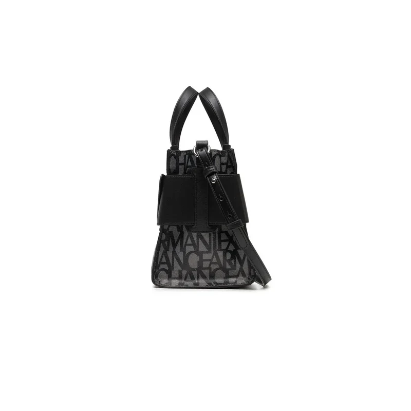 Armani Exchange schwarze bedruckter Polyurethan-Handtasche mit Tragegurt