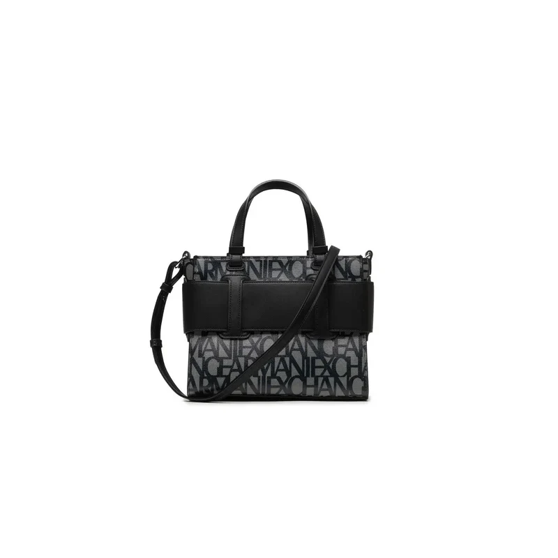 Armani Exchange schwarze bedruckter Polyurethan-Handtasche mit Tragegurt