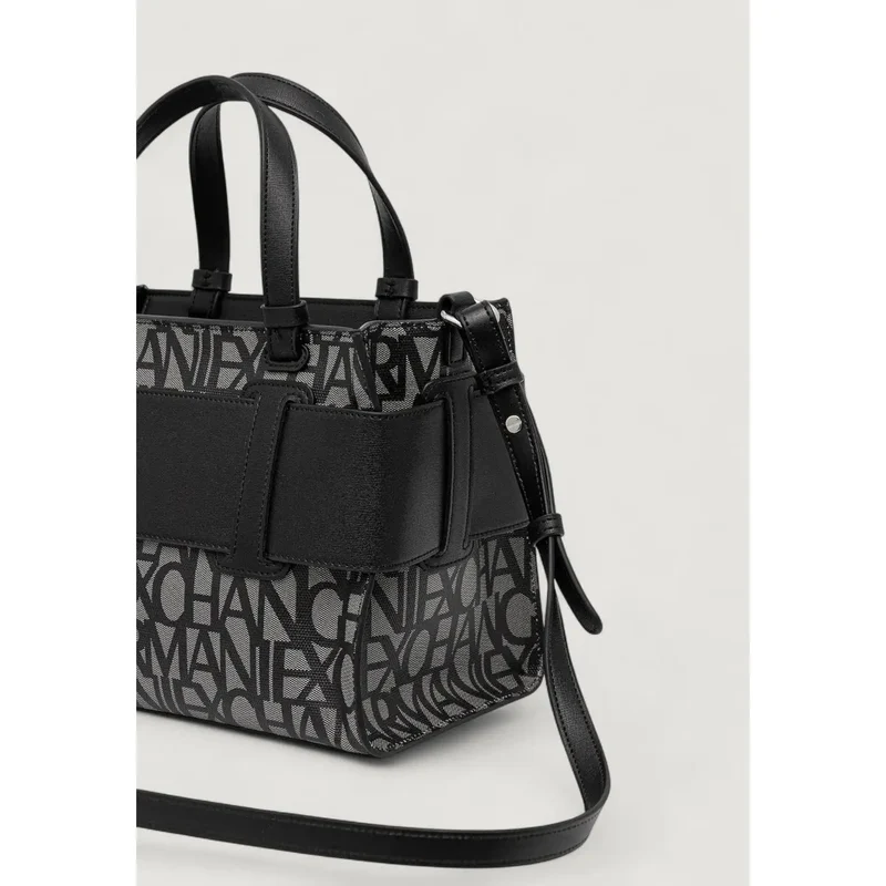 Armani Exchange schwarze bedruckter Polyurethan-Handtasche mit Tragegurt