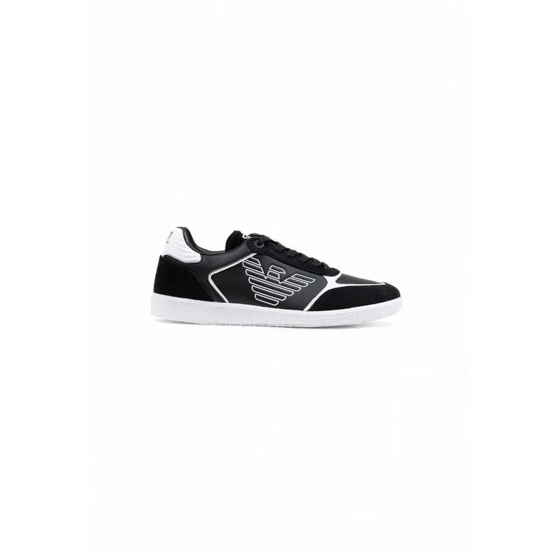 EA7 Schwarzes Leder Slip On Sneakers für Männer