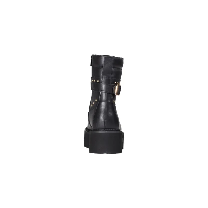 Schwarze Leder-Knöchelstiefel mit Reißverschluss und Schnürsenkeln