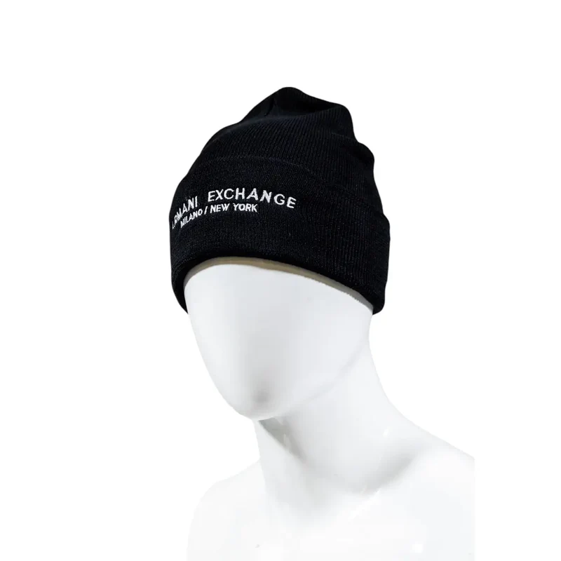 Armani Exchange Schwarzes Strickmützchen