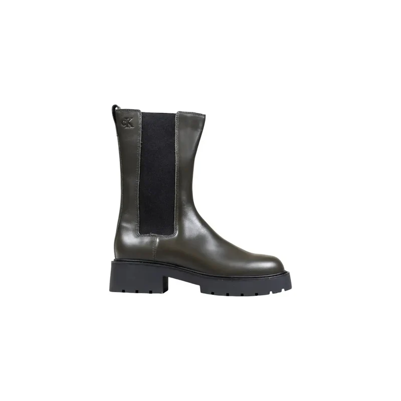 Calvin Klein Jeans Damen Graue Leder Knöchelstiefel