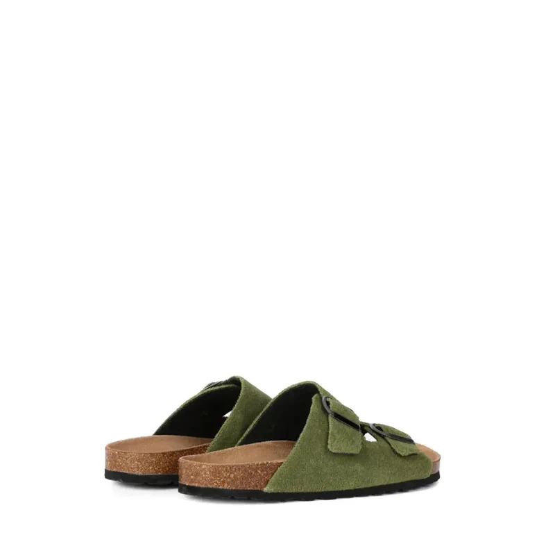 Mc2 Saint Barth Damen Grüne Baumwollene Offene Zehenslipper