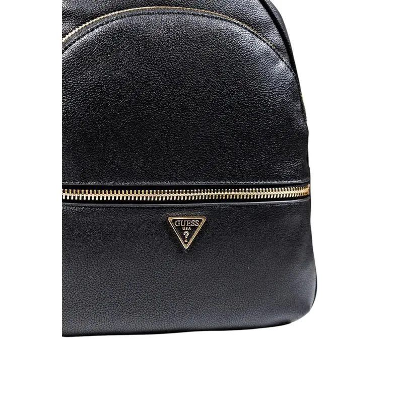 Guess Women Schwarzer Polyurethan Rucksack mit mehreren Taschen