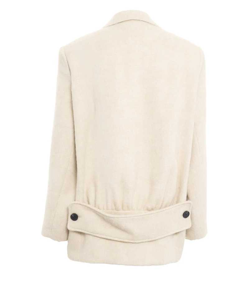 Blazer monopetto in lana con spilla