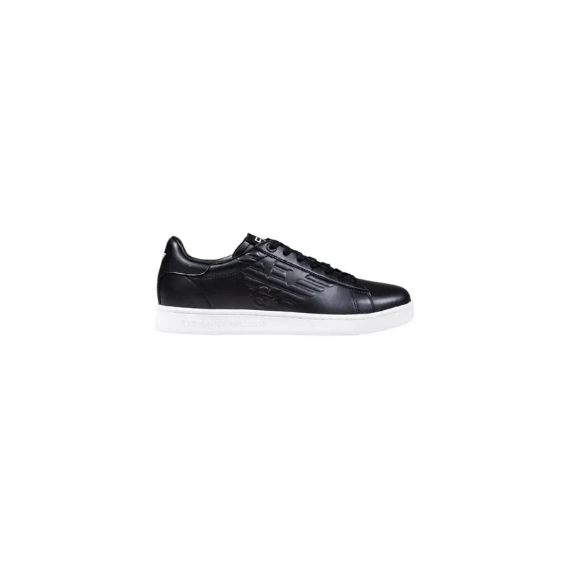 Ea7 Schwarzes Leder für Herren Sneakers mit weißer Sohle