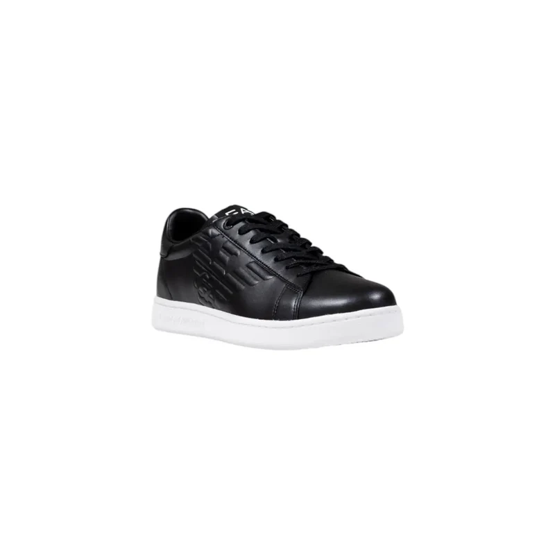 Ea7 Schwarzes Leder für Herren Sneakers mit weißer Sohle