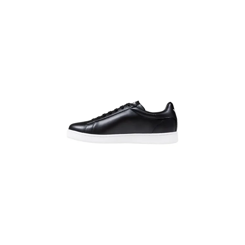 Ea7 Schwarzes Leder für Herren Sneakers mit weißer Sohle