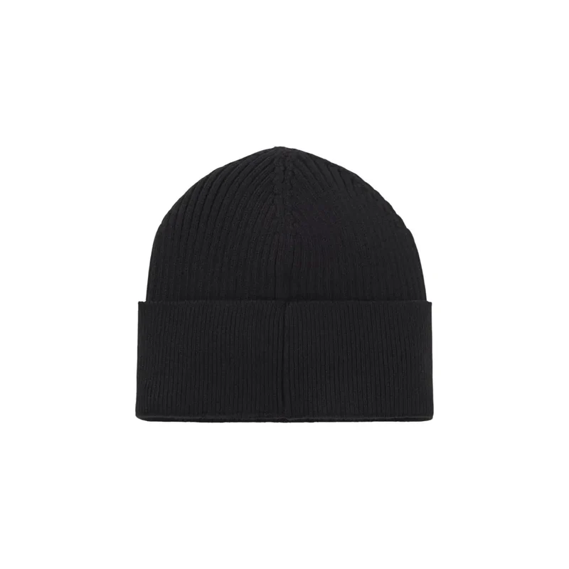 Boss Schwarz Baumwolle Wolle Mütze für Männer Herbst Winter