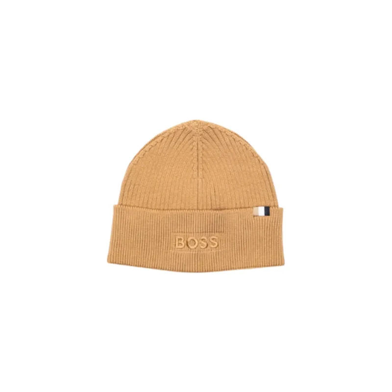 Boss Schwarz Baumwolle Wolle Mütze für Männer Herbst Winter