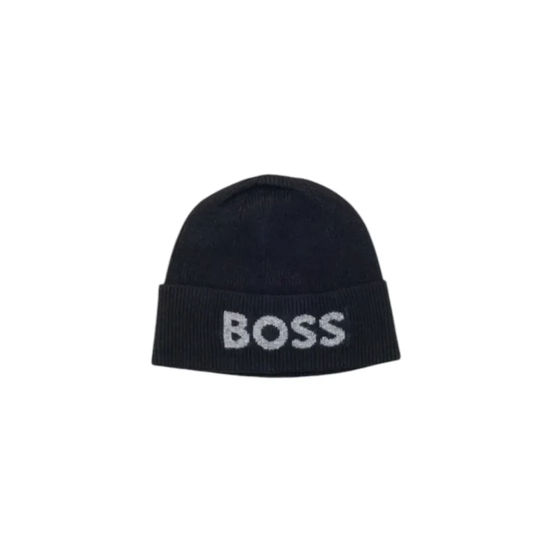 Boss Blau Bedruckte Wollmischung Mütze für Männer