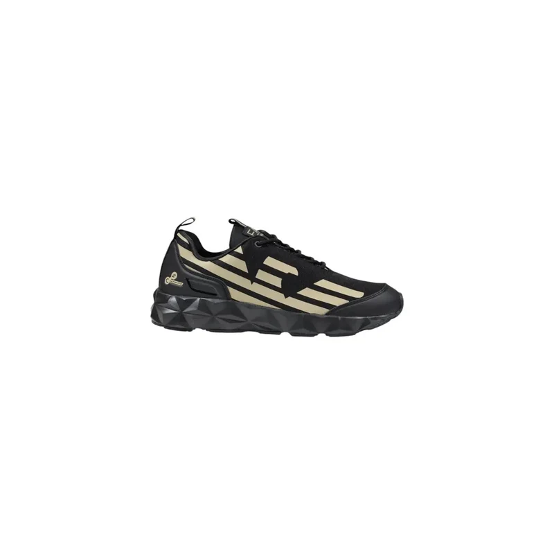 EA7 Schwarz Beige Herren Athletic Sneakers – Geometrischer Druck