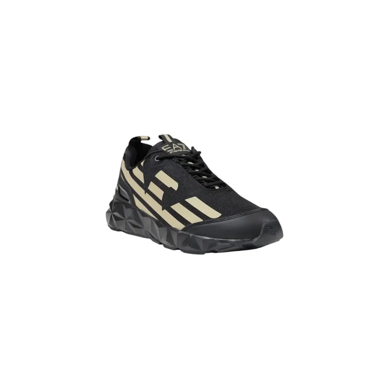 EA7 Schwarz Beige Herren Athletic Sneakers – Geometrischer Druck