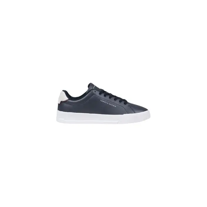 Marineblaue Leder Sneaker mit weißer Sohle Tommy Hilfiger