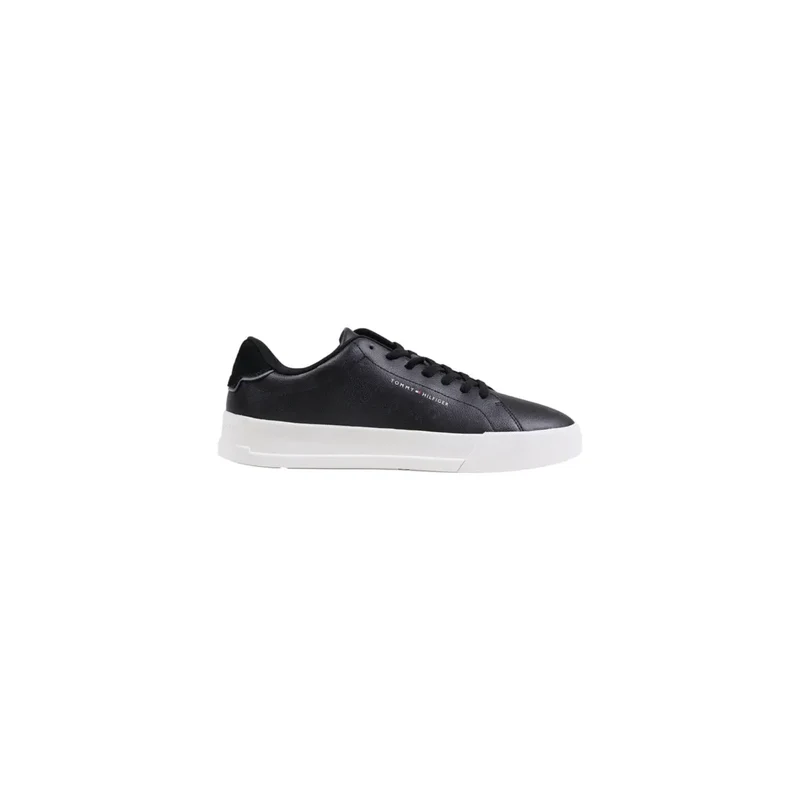 Marineblaue Leder Sneaker mit weißer Sohle Tommy Hilfiger