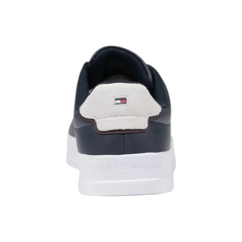 Marineblaue Leder Sneaker mit weißer Sohle Tommy Hilfiger