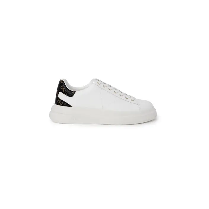 Weiße Leder Sneaker mit gemustertem Absatz und goldenen Akzenten