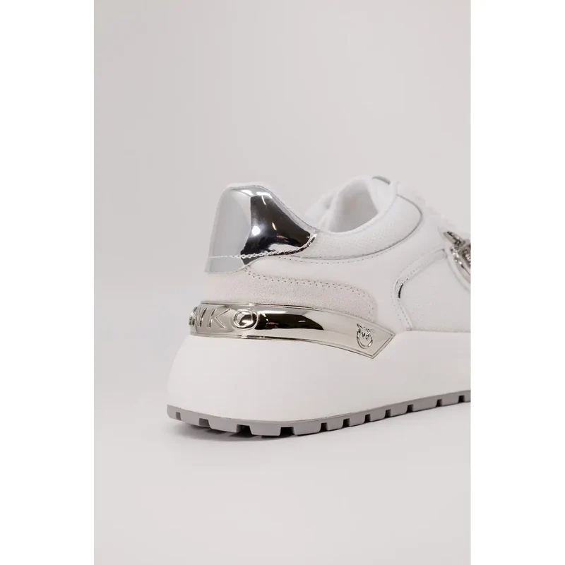 Pinko Damen Weiß Leder Schnürschuhe