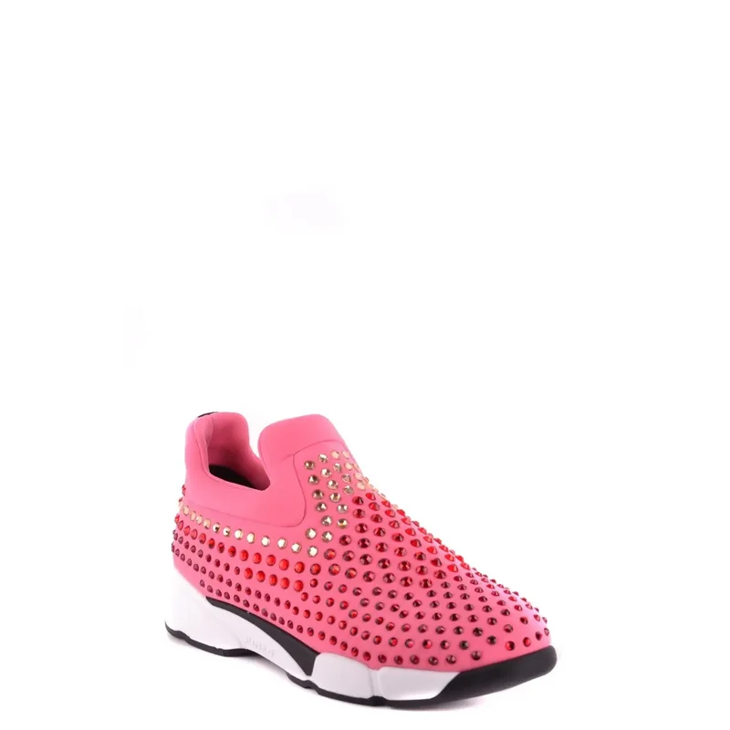 Pinko Damen Sneakers Rosa Stoff Strass Verzierungen