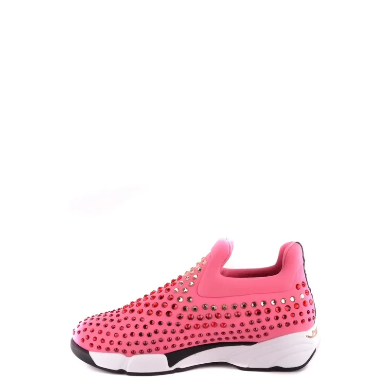 Pinko Damen Sneakers Rosa Stoff Strass Verzierungen