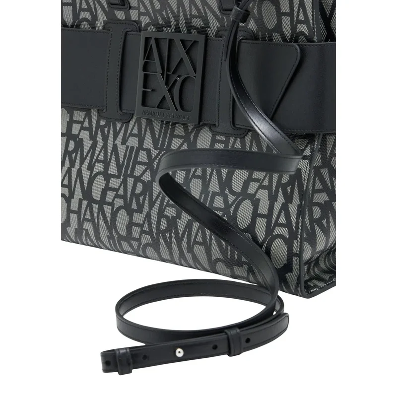 Armani Exchange Gemusterte Tragetasche in Schwarz und Grau