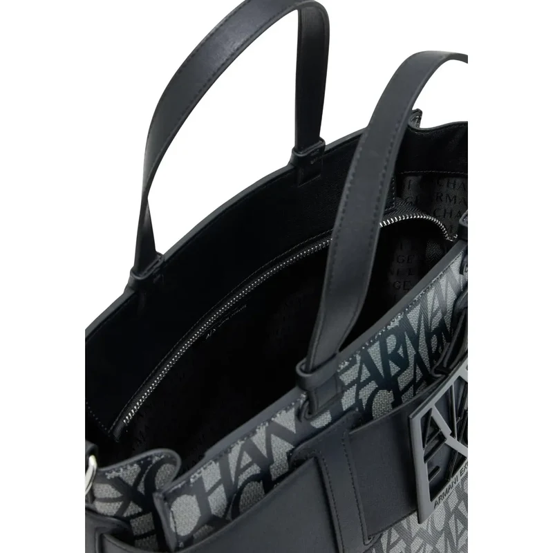 Armani Exchange Gemusterte Tragetasche in Schwarz und Grau